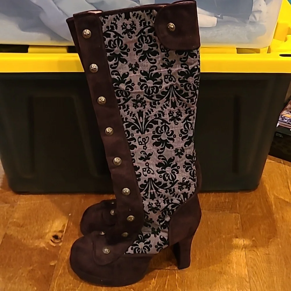 Demonia Crypto 301 Print Steam Punk Boots - Picture 1 of 6
